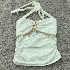 Cream Halter Camisole with Gold Starfish Accent